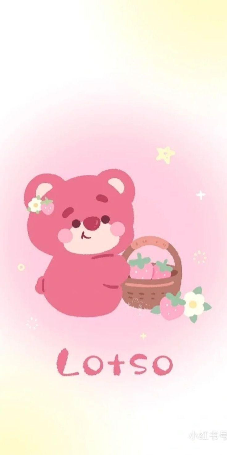 Chú gấu dâu cute đang ngồi