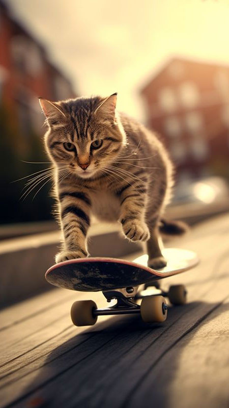 Chú mèo ngầu với mái tóc giả sành điệu