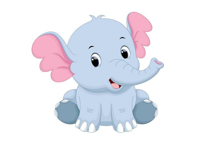 Chú voi hoạt hình màu xanh ngộ nghĩnh