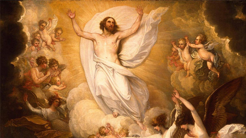 Chúa Giêsu phục sinh xuất hiện giữa những đám mây