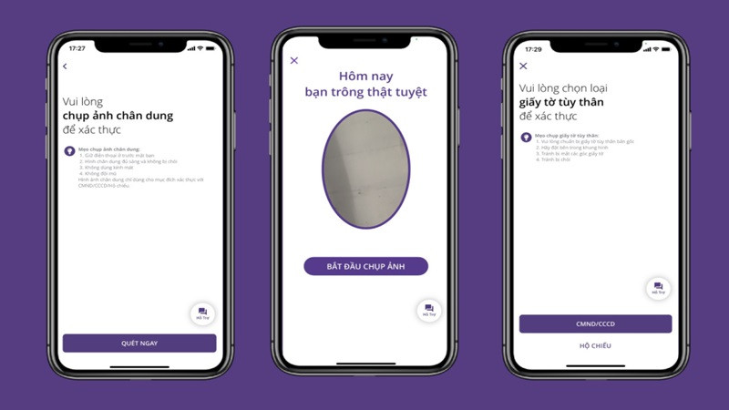 Chụp ảnh giấy tờ tùy thân (CMND/CCCD) qua ứng dụng để xác minh danh tính làm thẻ NAPAS online