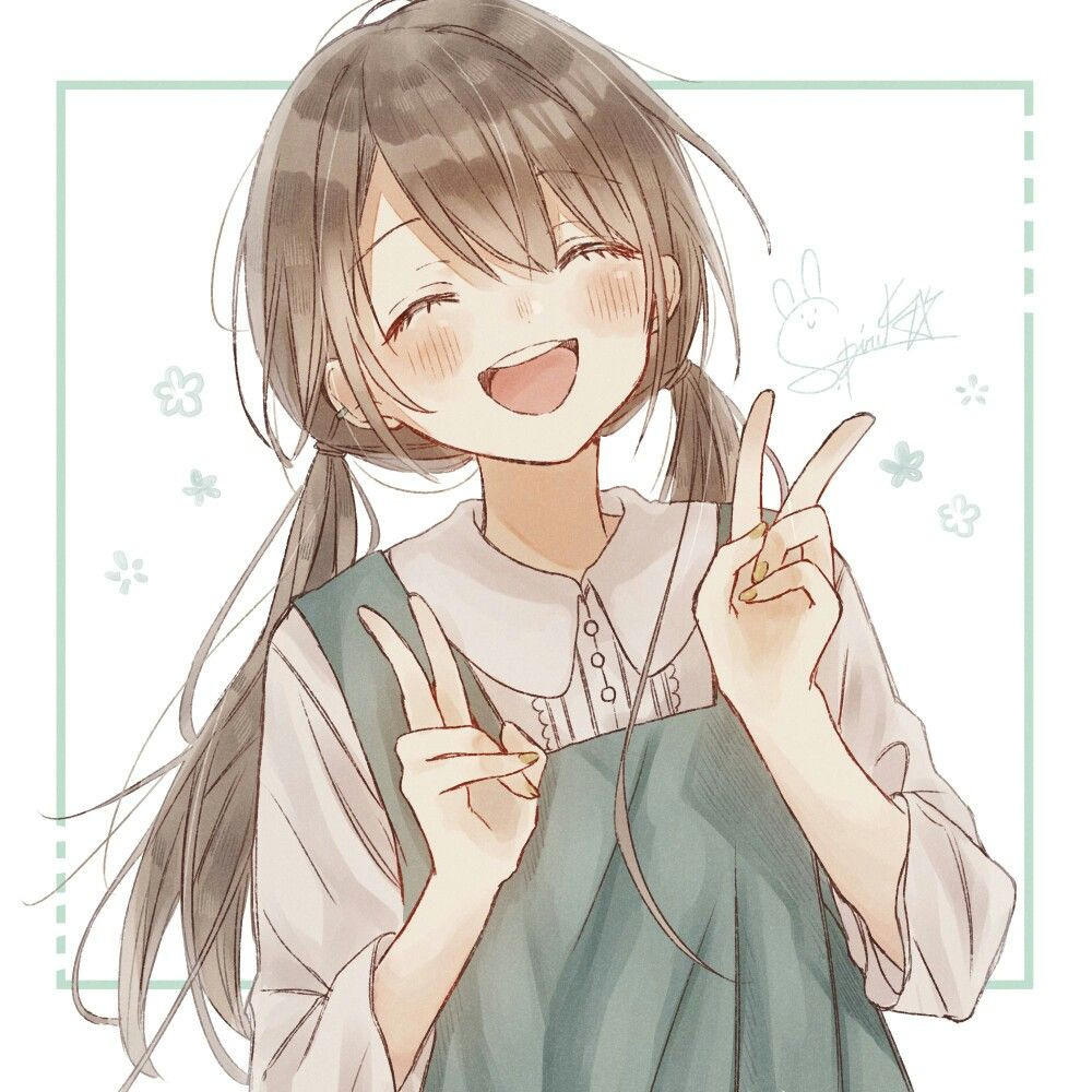 Cô bé học sinh anime cười đáng yêu trong bộ đồng phục