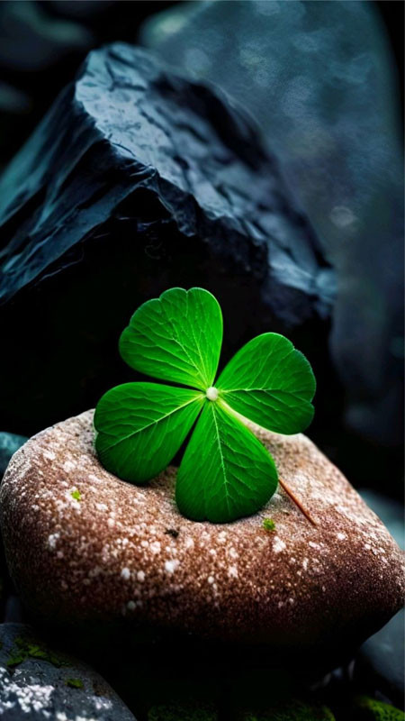 Cỏ bốn lá được vẽ tay với nét dễ thương, mang lại cảm giác thân thiện và tích cực