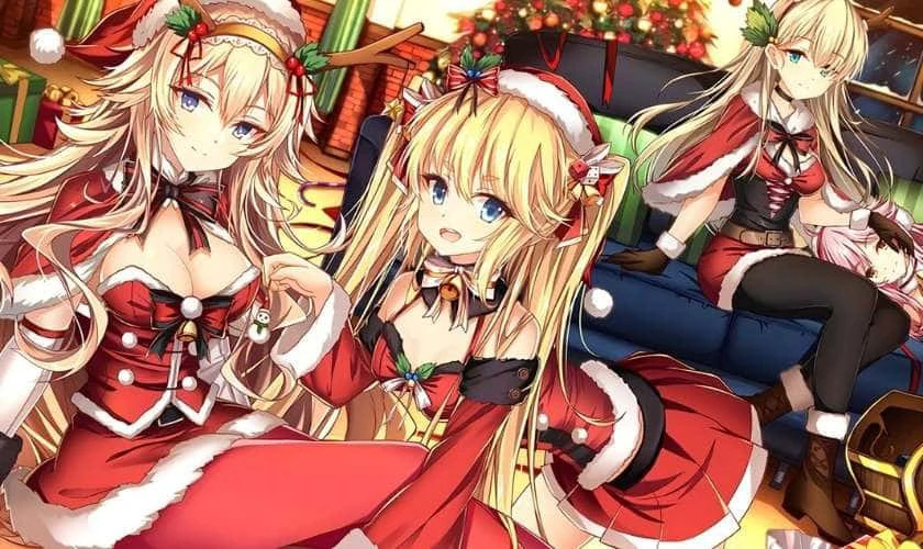 Cô gái anime chibi có vẻ ngoài ngầu trong trang phục Giáng sinh