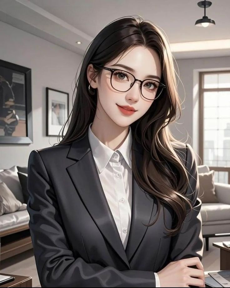 Cô gái anime đeo kính trong buổi thuyết trình