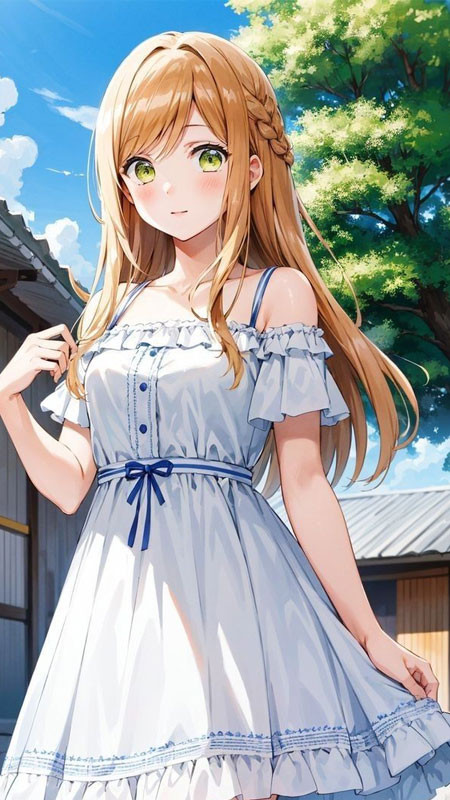 Cô gái anime nhỏ cute với phụ kiện tóc