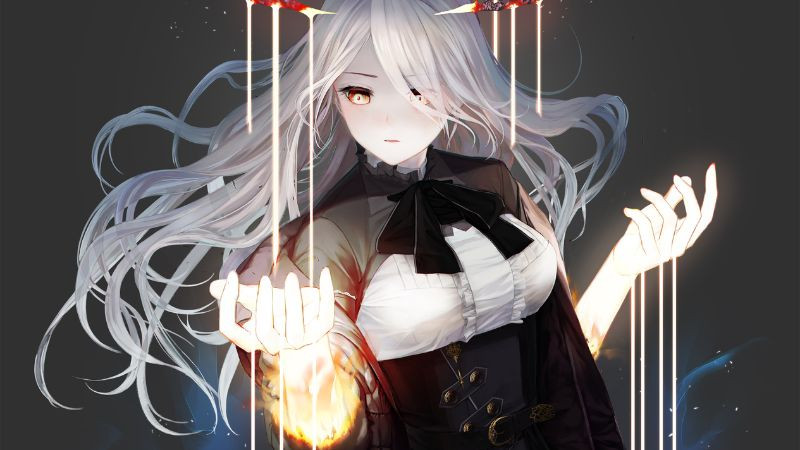 Cô gái anime tóc đen ngắn, áo khoác đỏ