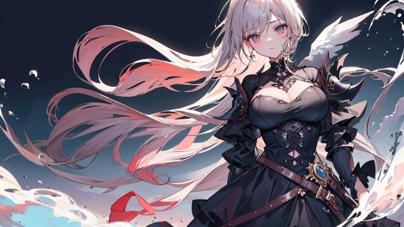 Cô gái anime tóc hồng, áo trắng, đeo tai nghe