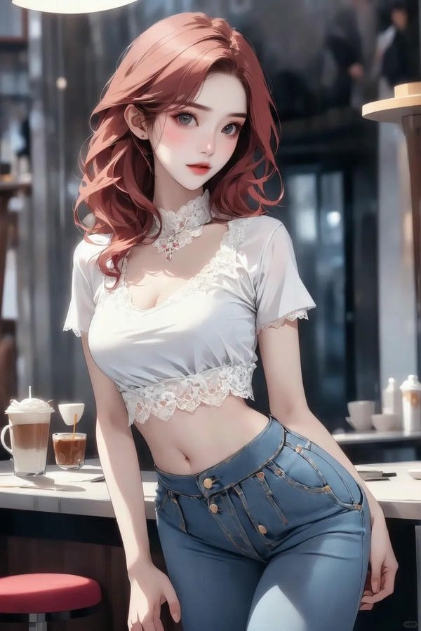 Cô gái anime tóc tím dài ngồi trên ghế