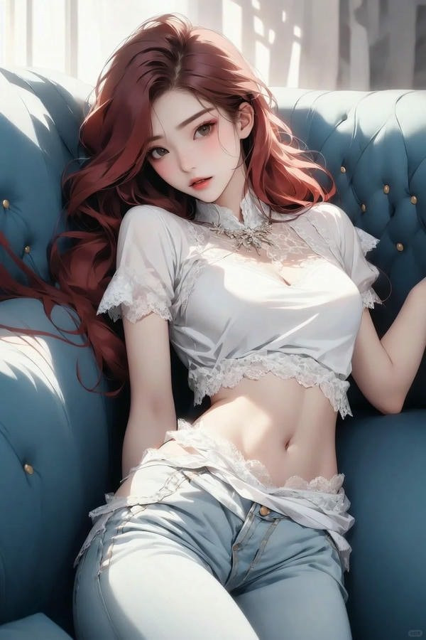 Cô gái anime tóc vàng mặc áo khoác da sexy