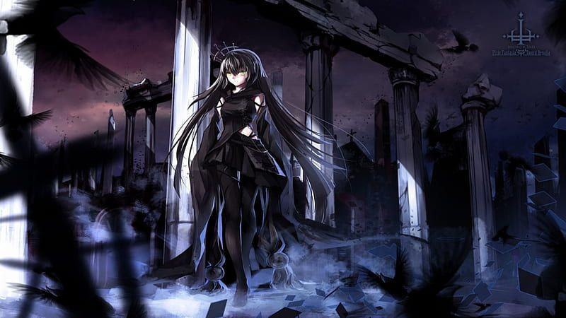 Cô gái anime tóc xanh, áo sơ mi trắng