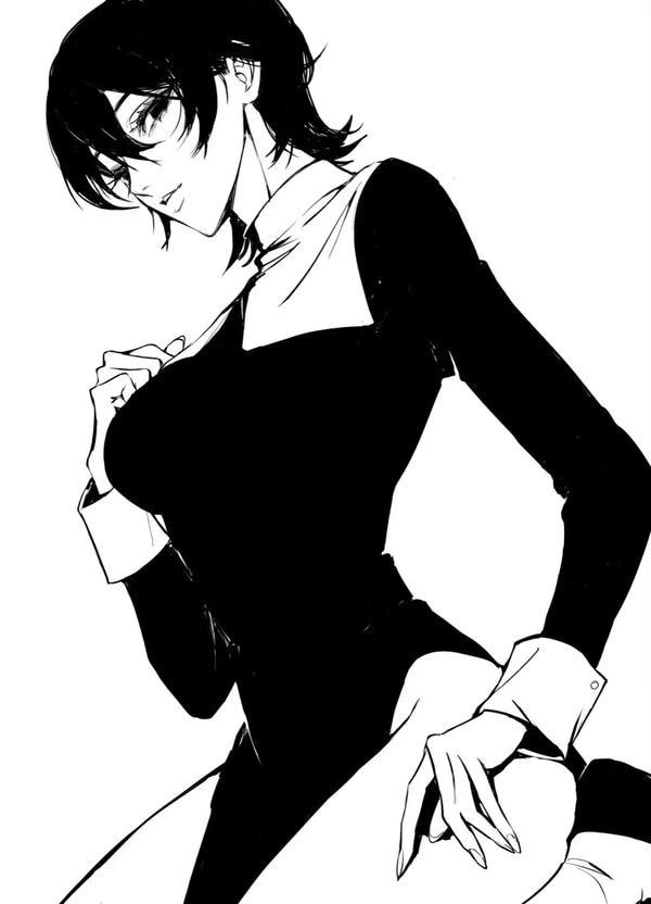 Cô gái anime tóc xanh lá cây với đôi mắt to tròn