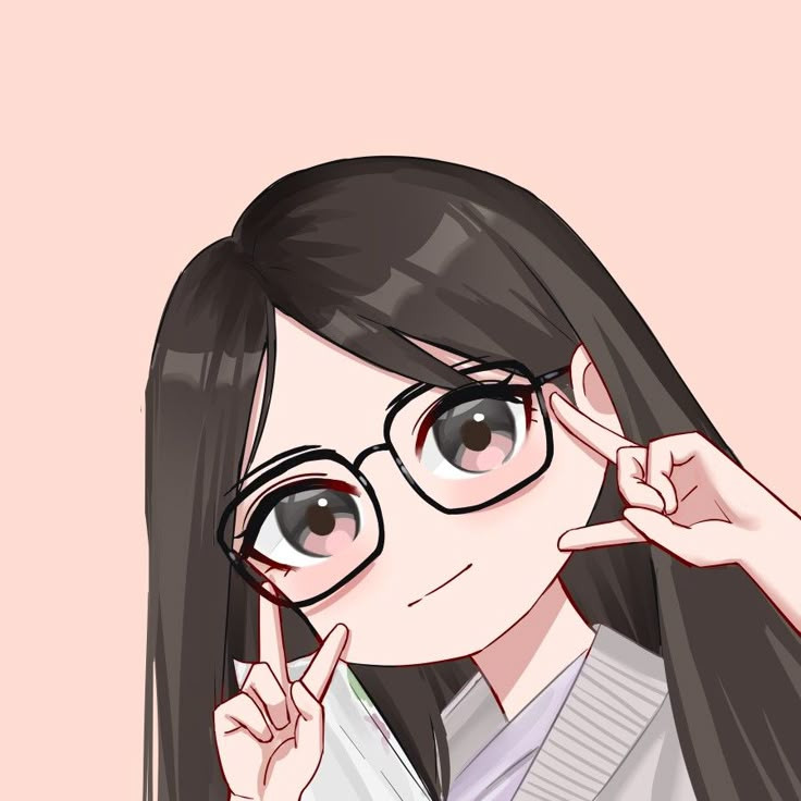 Cô gái chibi đeo kính đang vui vẻ vẫy tay