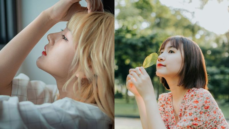 Cô gái nghiêng mặt che một phần bằng tay, chụp ảnh dáng đẹp che mặt với ánh sáng tự nhiên