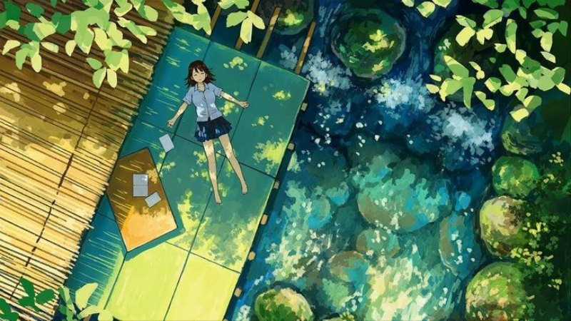 Cô gái ngồi cạnh cửa sổ ngắm nhìn phong cảnh trong ảnh lofi anime