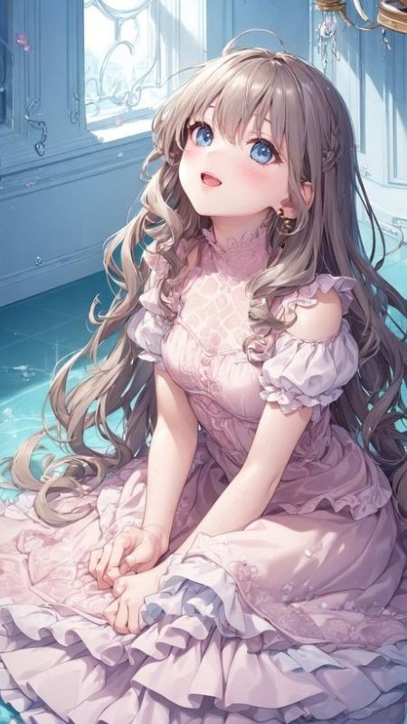 Cô nàng tiểu thư Anime trong chiếc váy màu hồng đơn giản