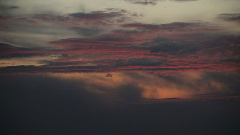 Con đường vắng dưới bầu trời u ám tạo cảm giác cô đơn nhưng thư thái