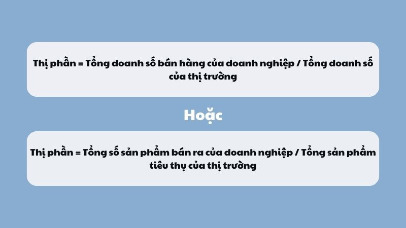 Công thức tính thị phần tuyệt đối dựa trên doanh số hoặc doanh thu
