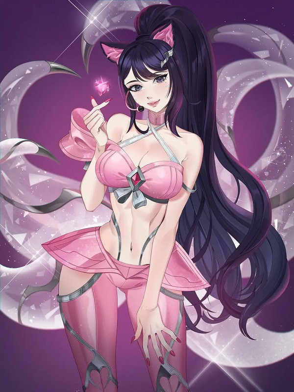 Cosplay Ahri gợi cảm với đôi tai và chín đuôi trắng đặc trưng