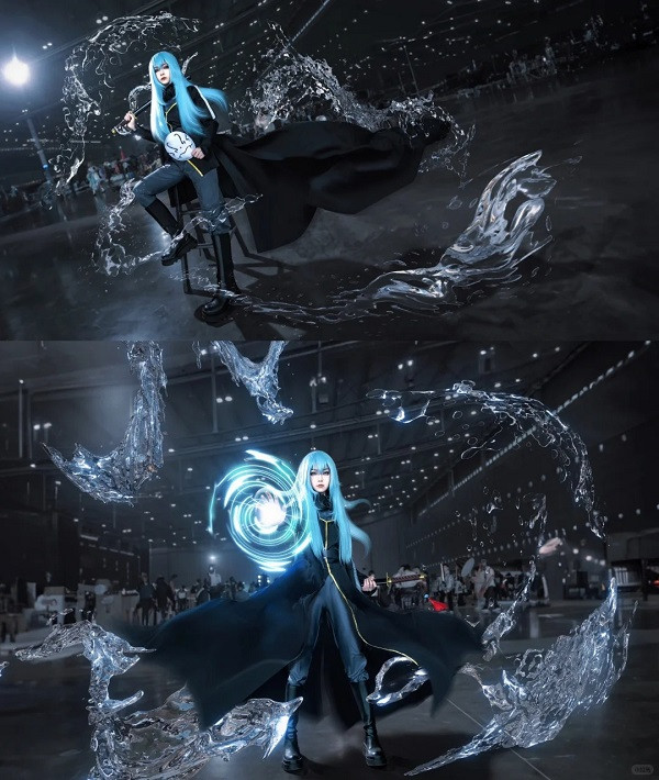 Cosplayer Rimuru tỏa sáng giữa khung cảnh đêm hoặc thiếu sáng