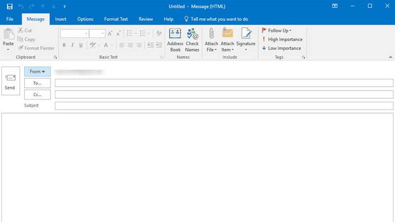 Cửa sổ soạn email mới trong ứng dụng Microsoft Outlook