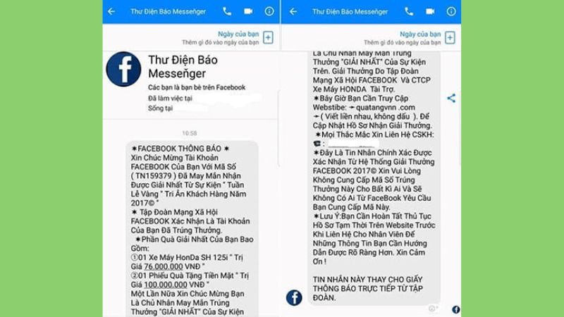 Dấu hiệu lừa đảo - Thông báo trúng thưởng lớn không rõ nguồn gốc thường là bẫy scam