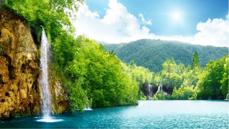 Chiêm ngưỡng hình ảnh thiên nhiên đẹp 3D sống động Dãy núi tuyết phủ trắng xóa dưới bầu trời xanh trong ảnh thiên nhiên 3D cho máy tính
