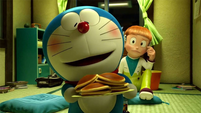Doremon 3D trong một cảnh phiêu lưu, bối cảnh rừng núi hoặc không gian