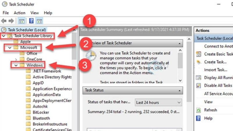 Đường dẫn tới thư mục Microsoft trong Task Scheduler Library