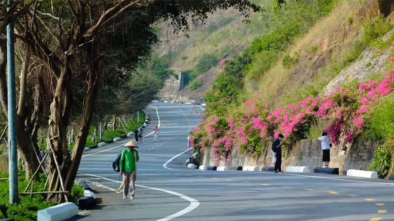 Đường ven biển Đà Nẵng tuyệt đẹp trong ánh hoàng hôn, một ví dụ về ảnh đường phố Việt Nam.