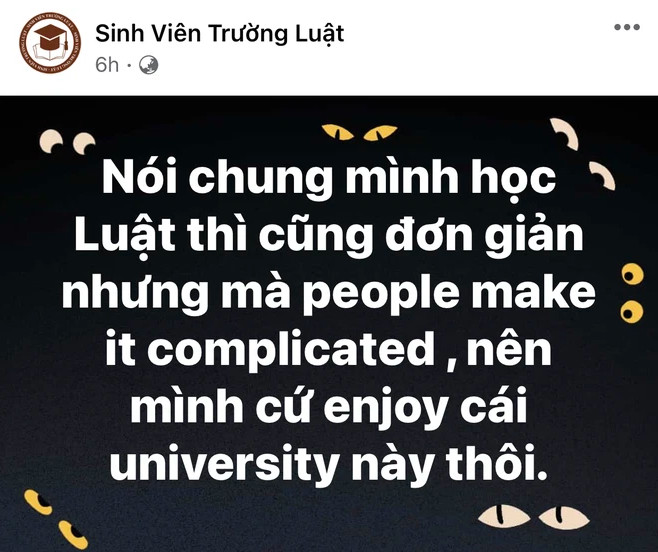 Fanpage Sinh Viên Trường Luật sử dụng cụm từ &quot;enjoy cái university&quot;