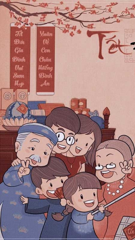 Gia đình quây quần trong ảnh Tết 2025