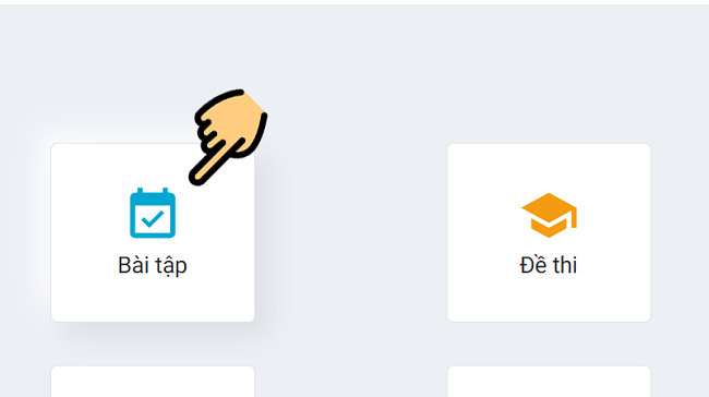 Giao diện Azota dành cho giáo viên, chỉ dẫn click vào mục 'Bài tập'