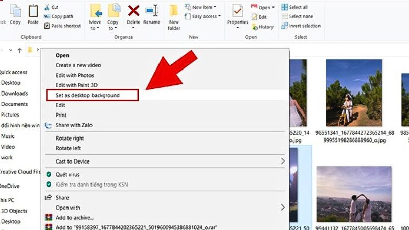 Giao diện cài đặt hình nền trên Windows