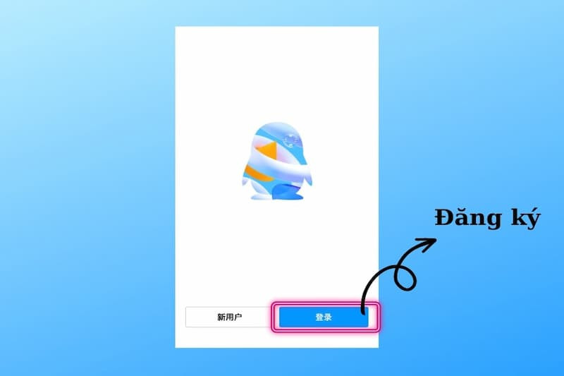 Giao diện chọn Đăng nhập (Login) hoặc Đăng ký (Register) tài khoản QQ