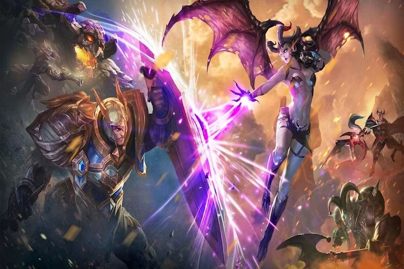 Giao diện chọn tướng và phân loại các vai trò (Role) trong Liên Quân Mobile như Đấu Sĩ, Pháp Sư, Xạ Thủ, Trợ Thủ, Đỡ Đòn