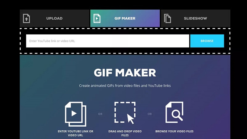Giao diện công cụ GIFMake.com để tạo ảnh GIF đẹp từ nhiều ảnh