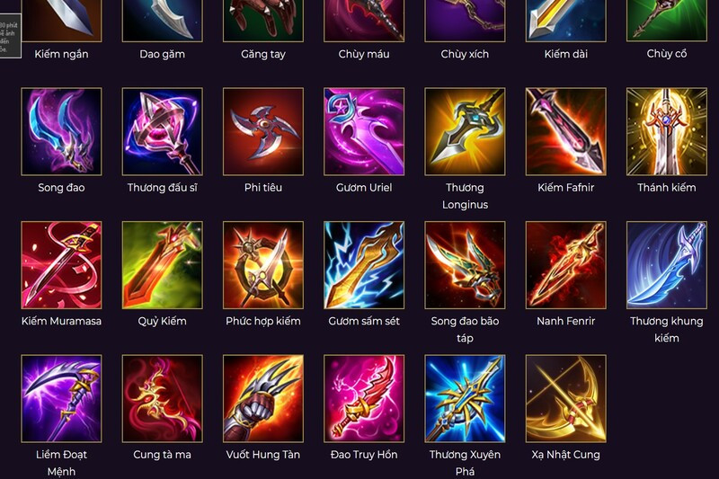 Giao diện cửa hàng trang bị trong Liên Quân Mobile, minh họa tầm quan trọng của việc lên đồ cho Xạ Thủ AD