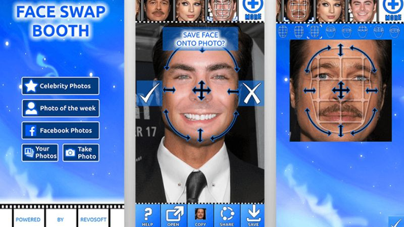 Giao diện Face Swap Booth, ứng dụng chuyên về hoán đổi và ghép mặt