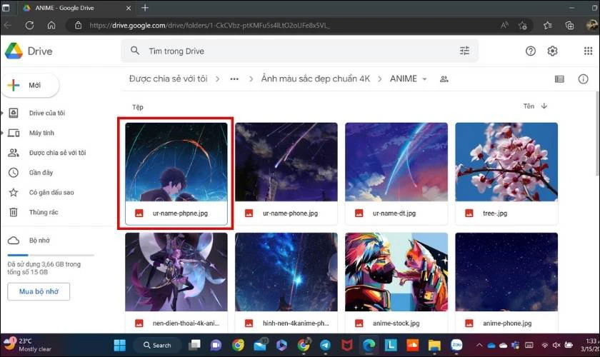 Giao diện Google Drive trên máy tính hướng dẫn tải ảnh màu sắc 4K