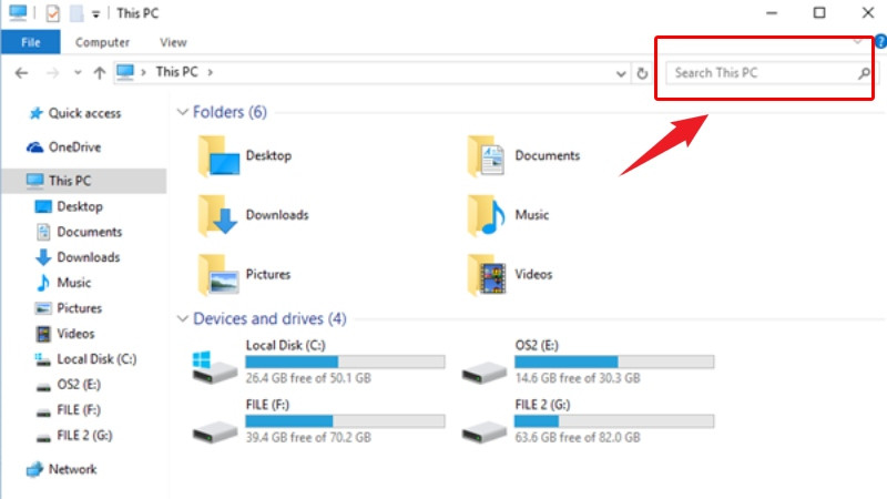 Giao diện tìm kiếm file và folder trên hệ điều hành Windows
