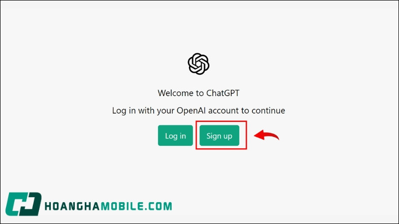 Giao diện trang đăng ký tài khoản Chat GPT mới trên website chính thức OpenAI