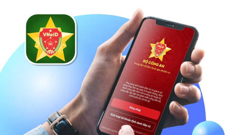 Giao diện ứng dụng VNeID trên màn hình điện thoại di động