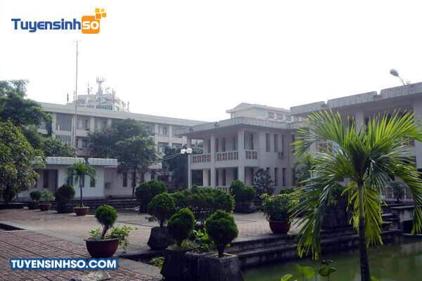 Góc khuôn viên xanh mát tại Trường Đại học Ngoại ngữ