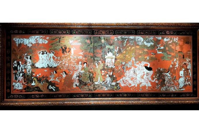 Góc nhìn toàn cảnh bức tranh sơn mài Vườn Xuân Trung Nam Bắc của danh họa Nguyễn Gia Trí, một kiệt tác mất 20 năm để hoàn thành