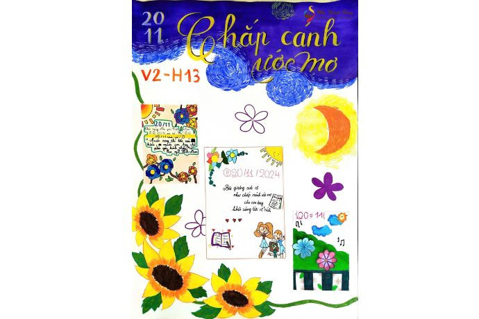 Góc trình bày thơ và lời chúc trên báo tường 20/11