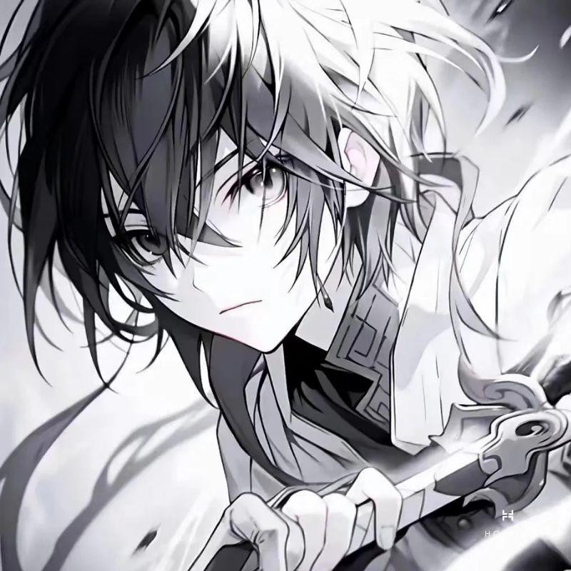 Gương mặt nhân vật anime nam nhìn nghiêng, ánh mắt lạnh