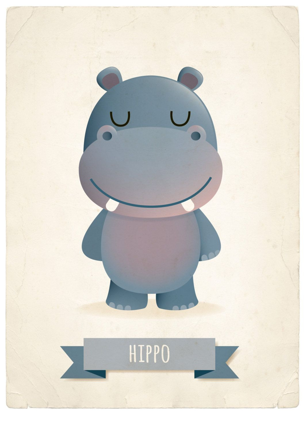 Hà mã chibi đáng yêu với biểu cảm vui vẻ