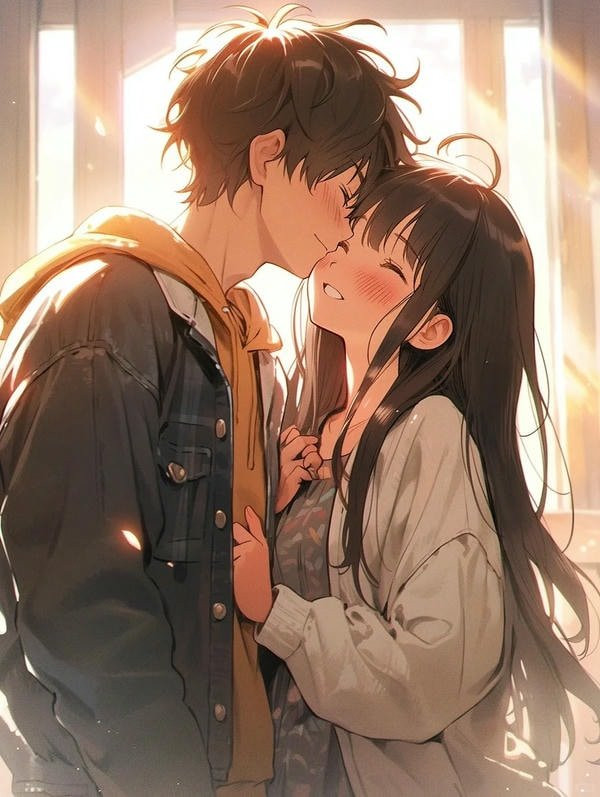 Hai nhân vật anime đang chơi trò chơi cùng nhau