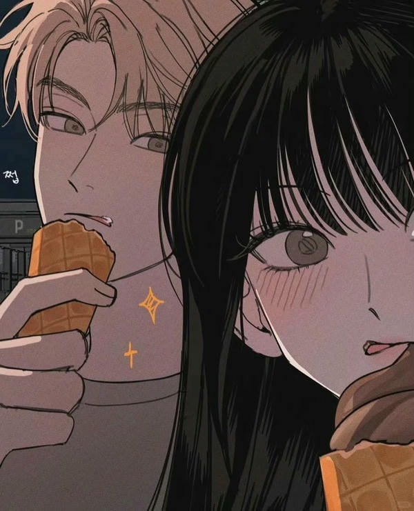 Hai nhân vật anime dựa lưng vào nhau